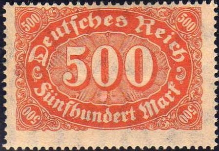Alemania 1922 Scott 203 Sello * Cifras Numeros 500 con charnela Deutsches Reich Allemagne Duitsland Germania Germany Alemagne Deutschland
